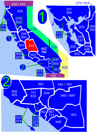 <span class="mw-page-title-main">Area code 559</span> Telephone code in California