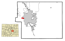 El Paso County Colorado Incorporated and Unincorporated areas Manitou Springs Highlighted.svg