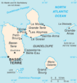 Map of the French overseas departement of Guadeloupe