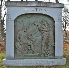 Oscar Lenz sculpture on the Hilton mausoleum, owners of Hilton Bridge & Construction Company.