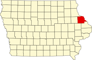 Map of Iowa highlighting Dubuque County