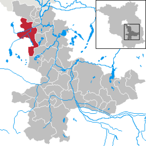 Poziția orașului Mittenwalde pe harta districtului Dahme-Spreewald