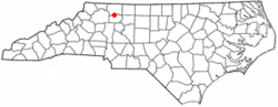 Location of Boonville, North Carolina