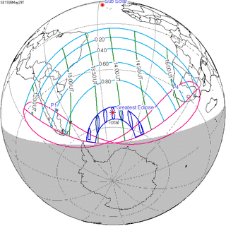 <span class="mw-page-title-main">Solar eclipse of May 29, 1938</span> Total eclipse