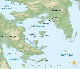 Mapa de la región del golfo Sarónico