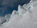 Seracs at Catalunyan Saddle in Tangra Mountains, Livingston Island in Antarctica