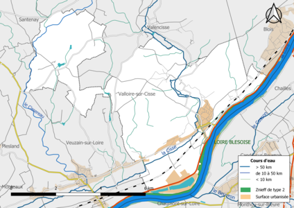 Carte des ZNIEFF de type 2 localisées sur la commune[Note 2].