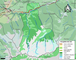 Carte en couleurs présentant l'occupation des sols.