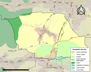 Carte en couleurs présentant l'occupation des sols.