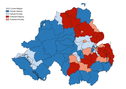 Religious plurality or majority based on "religion belong to"[74]