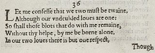 <span class="mw-page-title-main">Sonnet 36</span> Poem by William Shakespeare