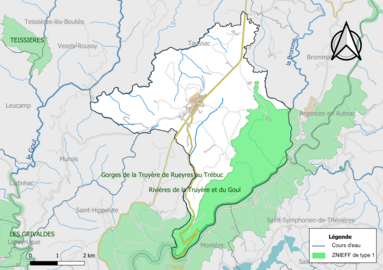 Carte des ZNIEFF de type 1 de la commune.