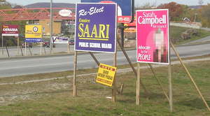 Municipal election signs in North Bay, Ontario. 2006electionsigns.PNG