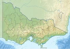 Mapa konturowa Wiktorii, na dole znajduje się punkt z opisem „Melbourne”