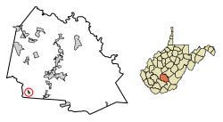 Location of Pax in Fayette County, West Virginia.