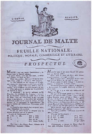 <i>Journal de Malte</i> Newspaper from Malta