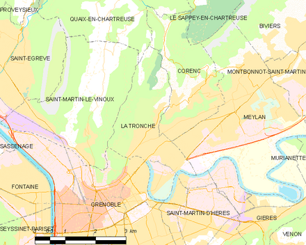 Carte des communes limitrophes