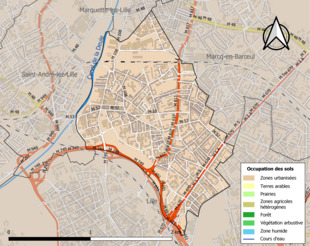 Carte en couleurs présentant l'occupation des sols.