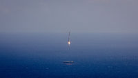 Falcon 9 first-stage attempts landing on the Autonomous spaceport drone ship, the landing legs are in the midst of deploying