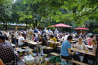 <span class="mw-page-title-main">Beer garden</span> Outdoor area in which beer, other drinks, and local food are served