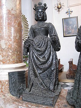 Bronzen standbeeld van Elisabeth van Luxemburg in de Hofkerk van Innsbruck.