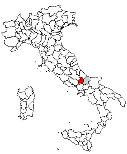 Karta över Italien med Provincia di Isernia markerat