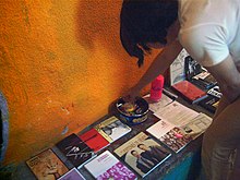 A zine/CD stall at a Ladyfest Ladyfest 2007 stall.jpg