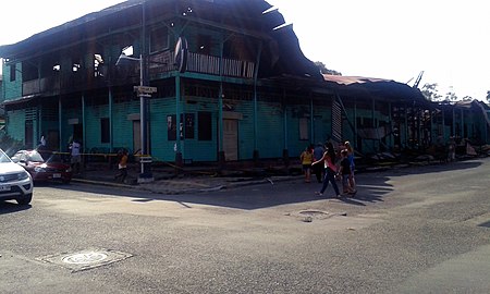 Remains of the Black Star Line building in the immediate aftermath of the fire