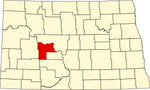 Map of North Dakota highlighting Mercer County