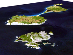Imaxe 3D do arquipélago de San Pedro e Miquelón