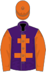 Purple, orange cross of lorraine, orange sleeves and cap