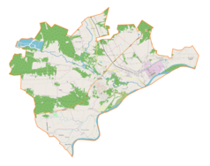 Mapa konturowa gminy Połaniec, w centrum znajduje się punkt z opisem „Połaniec”