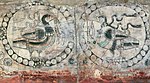 Sasanian-style medallions in Cave 60, Kizil Caves.