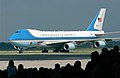 Image 53A Boeing 747 aircraft with livery designating it as Air Force One. The cyan forms, the US flag, presidential seal and the Caslon lettering, were all designed at different times, by different designers, for different purposes, and combined by designer Raymond Loewy in this one single aircraft exterior design. (from Graphic design)