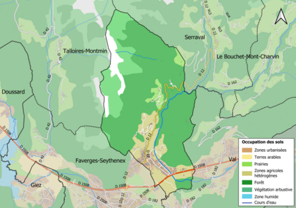 Carte en couleurs présentant l'occupation des sols.