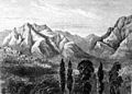 A view of Kermanshah in mid 19th century- toward south, Farokhshad Mt. and Wasi Mt. are visible at background