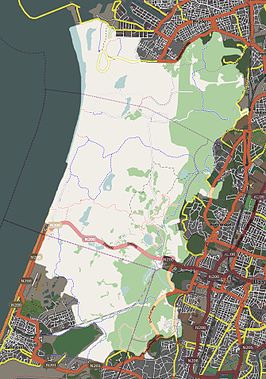 De Zeeweg op een kaart met uitgelicht Nationaal Park Zuid-Kennemerland en de gemeentegrens Bloemendaal-Zandvoort