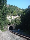 The western portal of the Otisville Tunnel, the longest tunnel on the Metro-North system