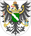 Bereits im 1817 gestifteten Wappen der preußischen Provinz Großherzogtum Niederrhein, spätestens ab 1835 zur Darstellung der Rheinprovinz im Gebrauch, wurde der Rhein stilisiert, allerdings in kartografischer Fließrichtung.