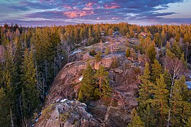 Bald rock surface of Högberget in Sotunki, Vantaa, Finland, 2021 April