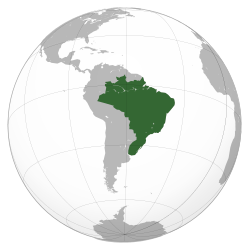 Map of South America with the Empire of Brazil highlighted in green