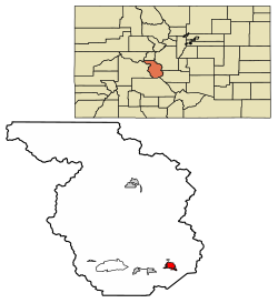 Location of the City of Salida in Chaffee County, Colorado.