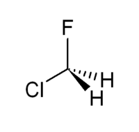 Structuurformule van chloorfluormethaan