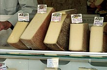 Five different Swiss Alpine cheeses on sale in Lausanne Marche-aux-puces-Lausanne-004.jpg