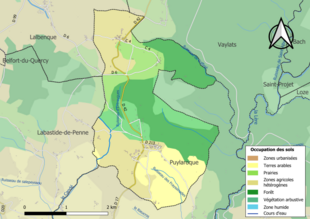 Carte en couleurs présentant l'occupation des sols.