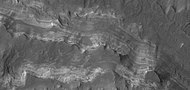 Close view of light and dark toned layers, as seen by HiRISE under HiWish program