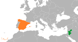 Map indicating locations of Jordan and Spain