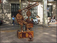 Un mime sur La Rambla.