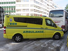 Mercedes-Benz Sprinter ambulance in service for Oslo and Akershus. The Sprinter is the most common type of ambulance in Norway.