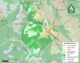 Carte en couleurs présentant l'occupation des sols.